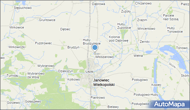 mapa Włoszanowo, Włoszanowo na mapie Targeo